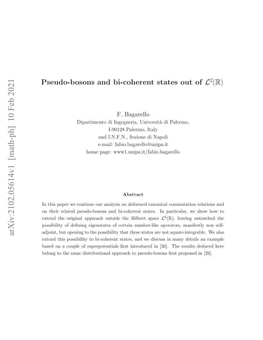 Pseudo-Bosons and Bi-Coherent States out of L