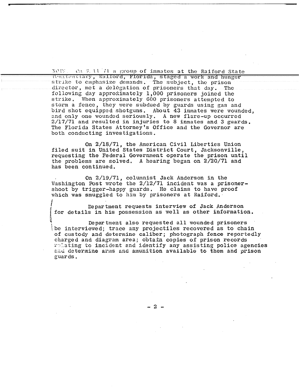 Jack Anderson FBI Files Release One File 17