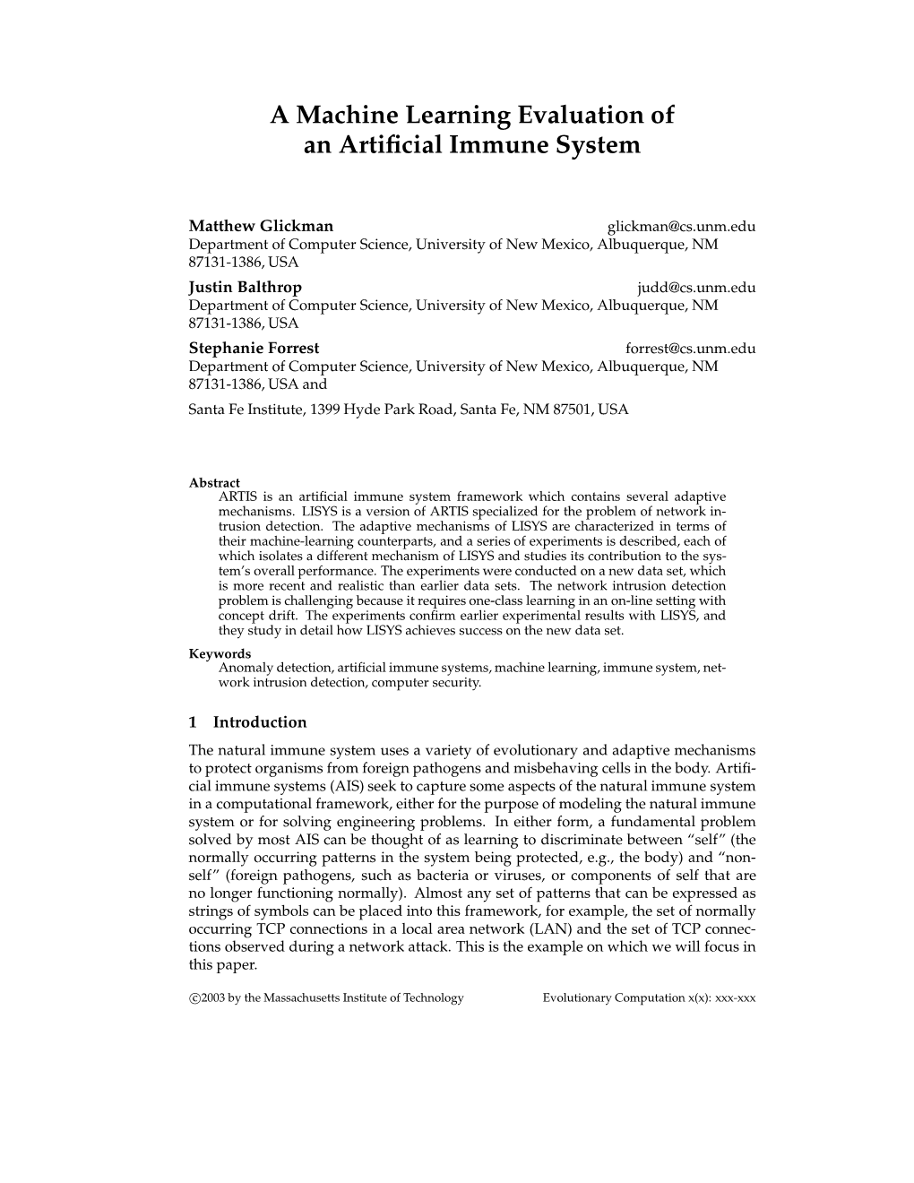 A Machine Learning Evaluation of an Artificial Immune System