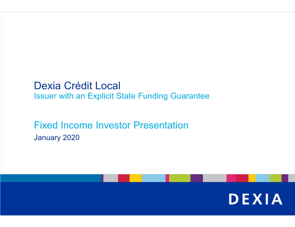 Dexia Crédit Local Issuer with an Explicit State Funding Guarantee