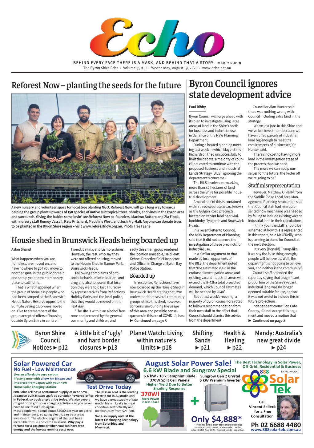 The Byron Shire Echo • Volume 35 #10 • Wednesday, August 19, 2020 •