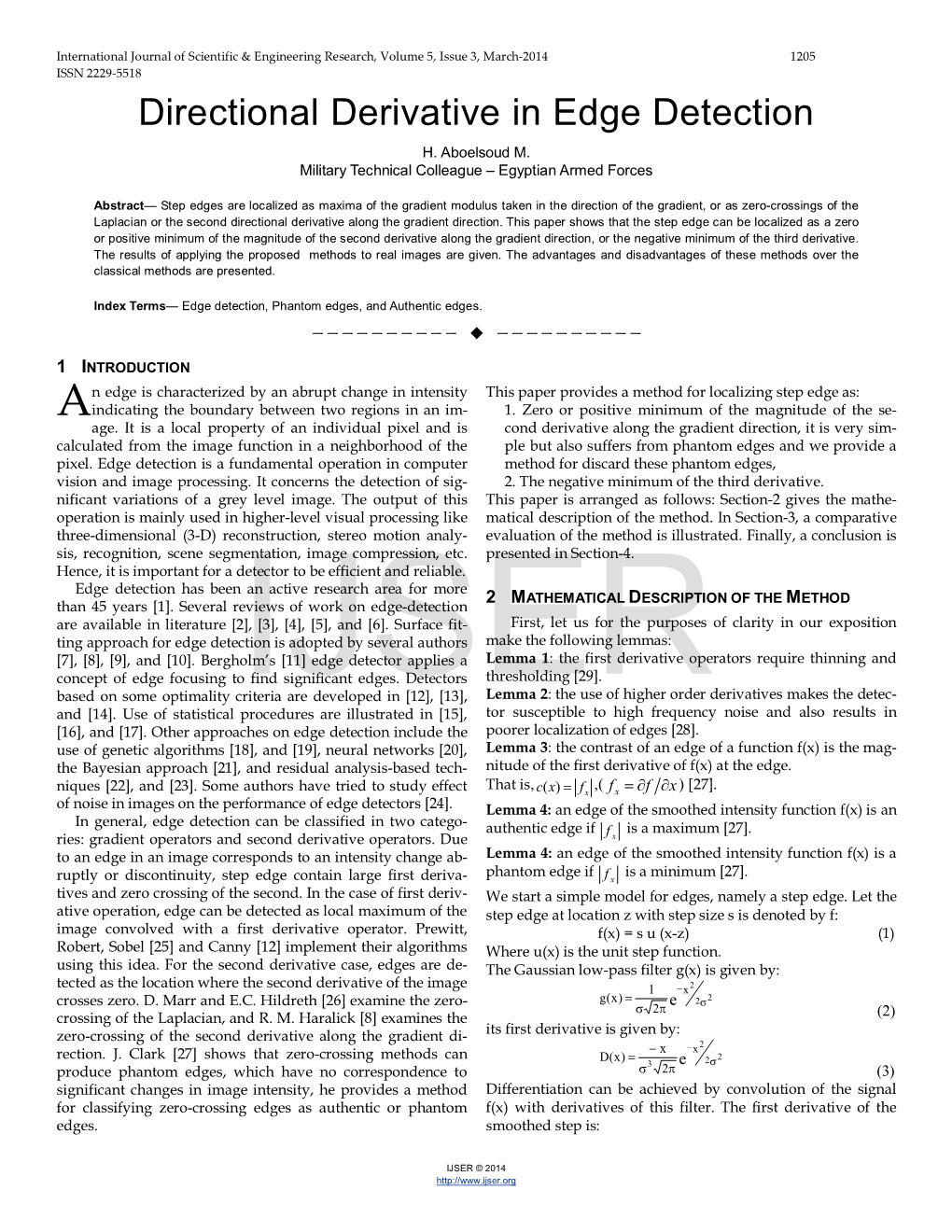 Directional Derivative in Edge Detection H