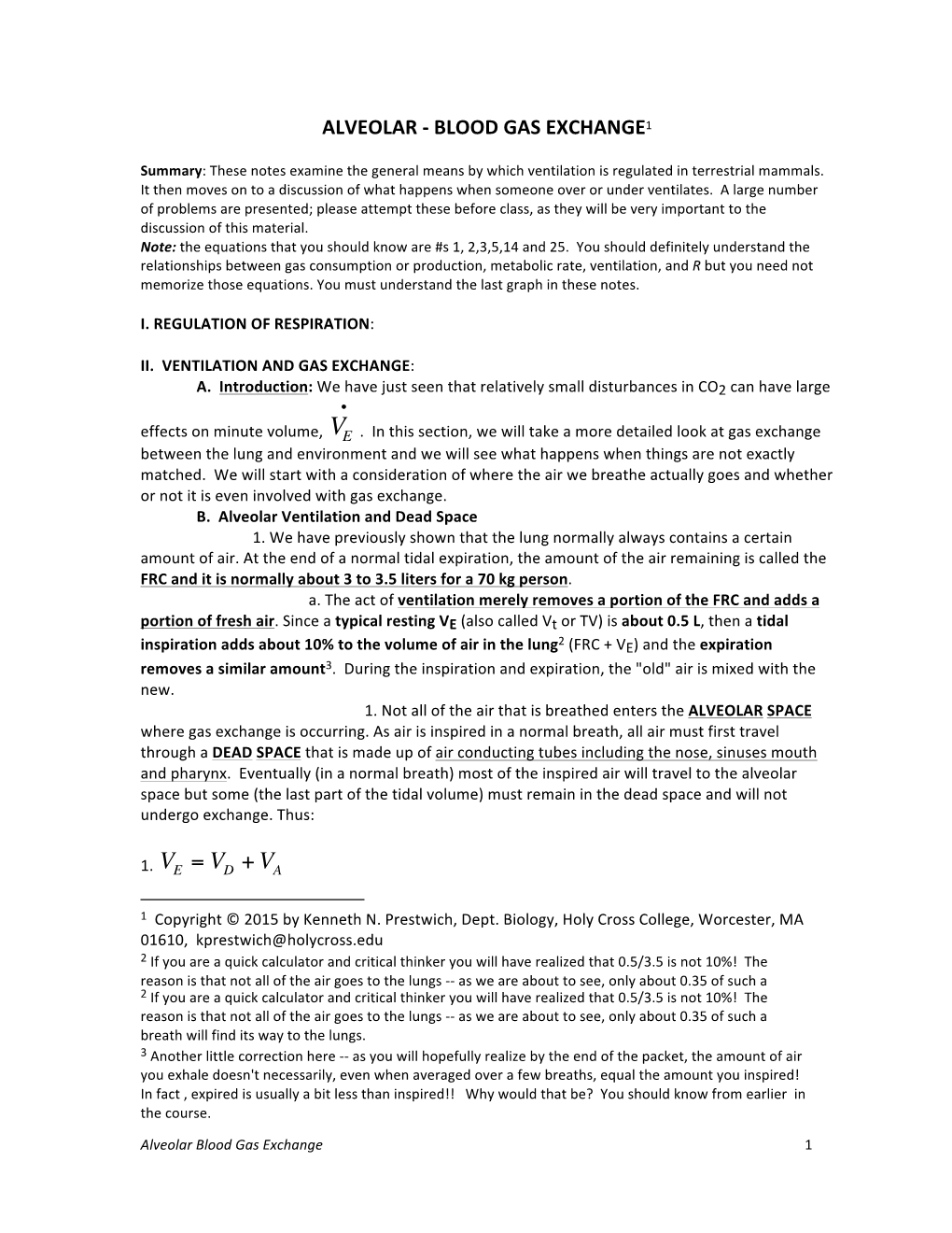 Alveolar -‐ Blood Gas Exchange1