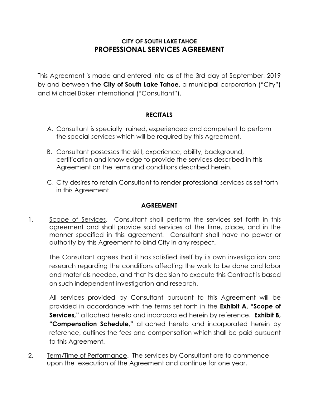 Professional Services Agreement