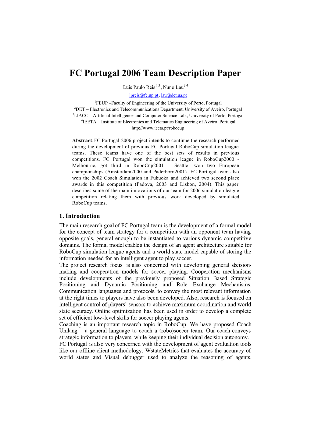 FC Portugal 2006 Team Description Paper