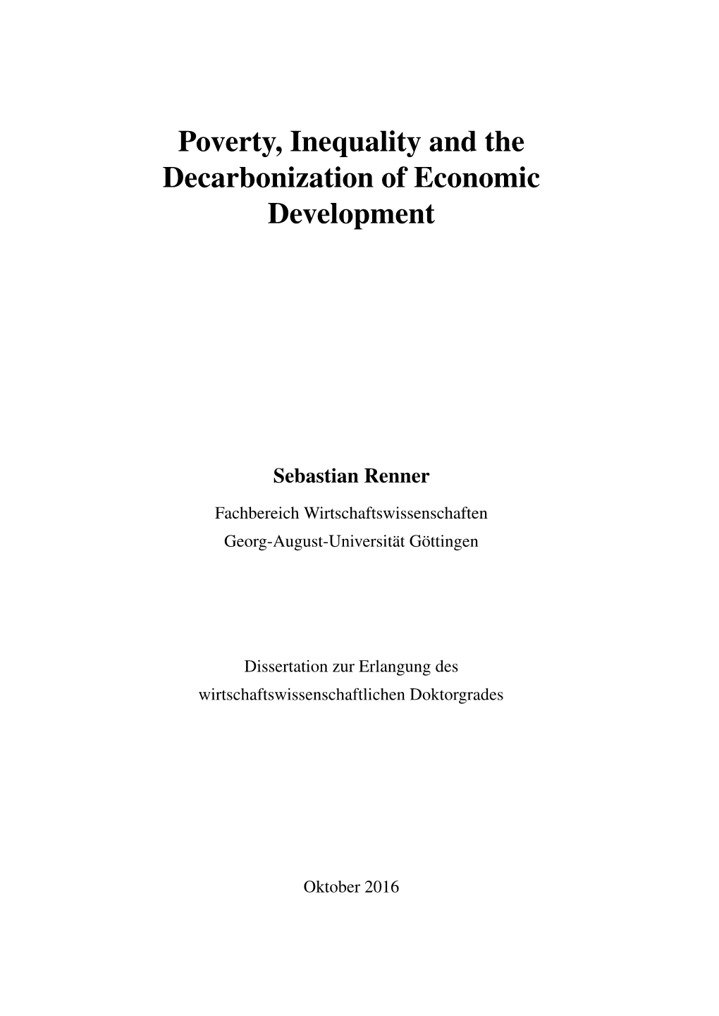 Poverty, Inequality and the Decarbonization of Economic Development