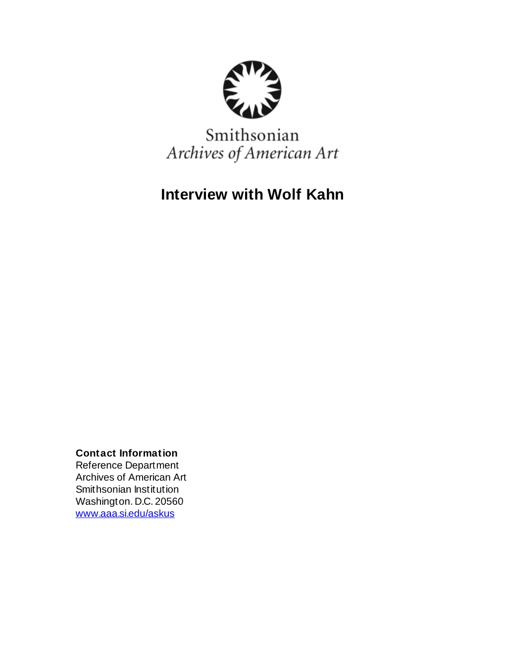 Interview with Wolf Kahn