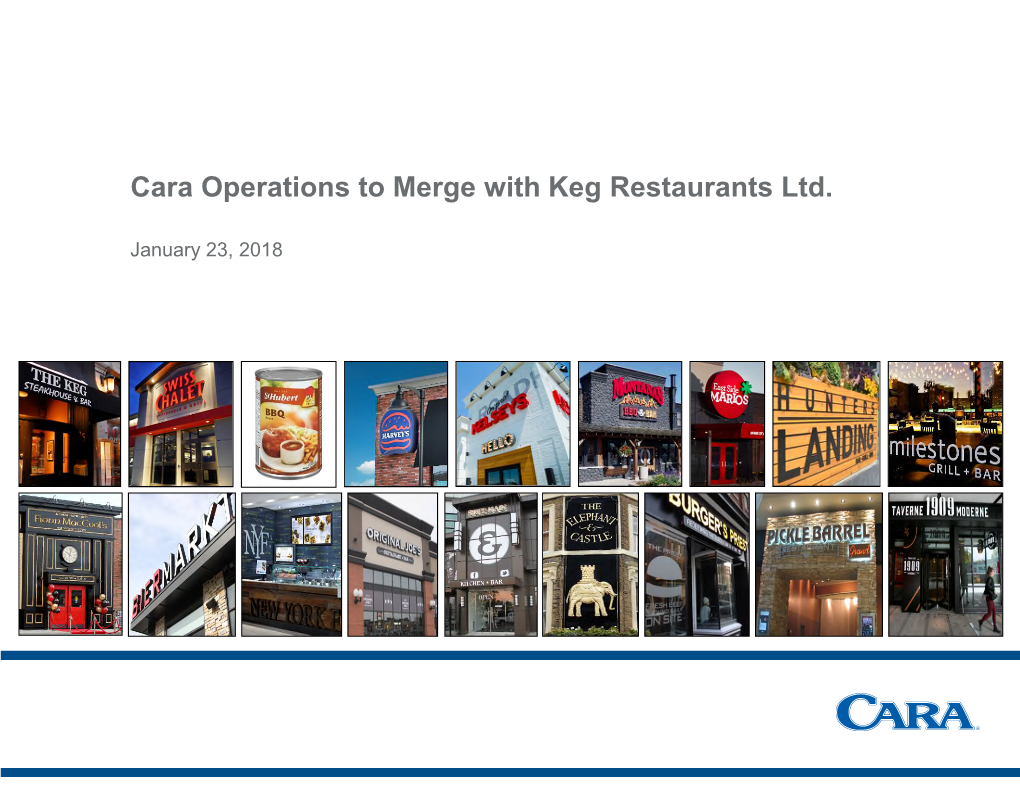 Cara Operations to Merge with Keg Restaurants Ltd