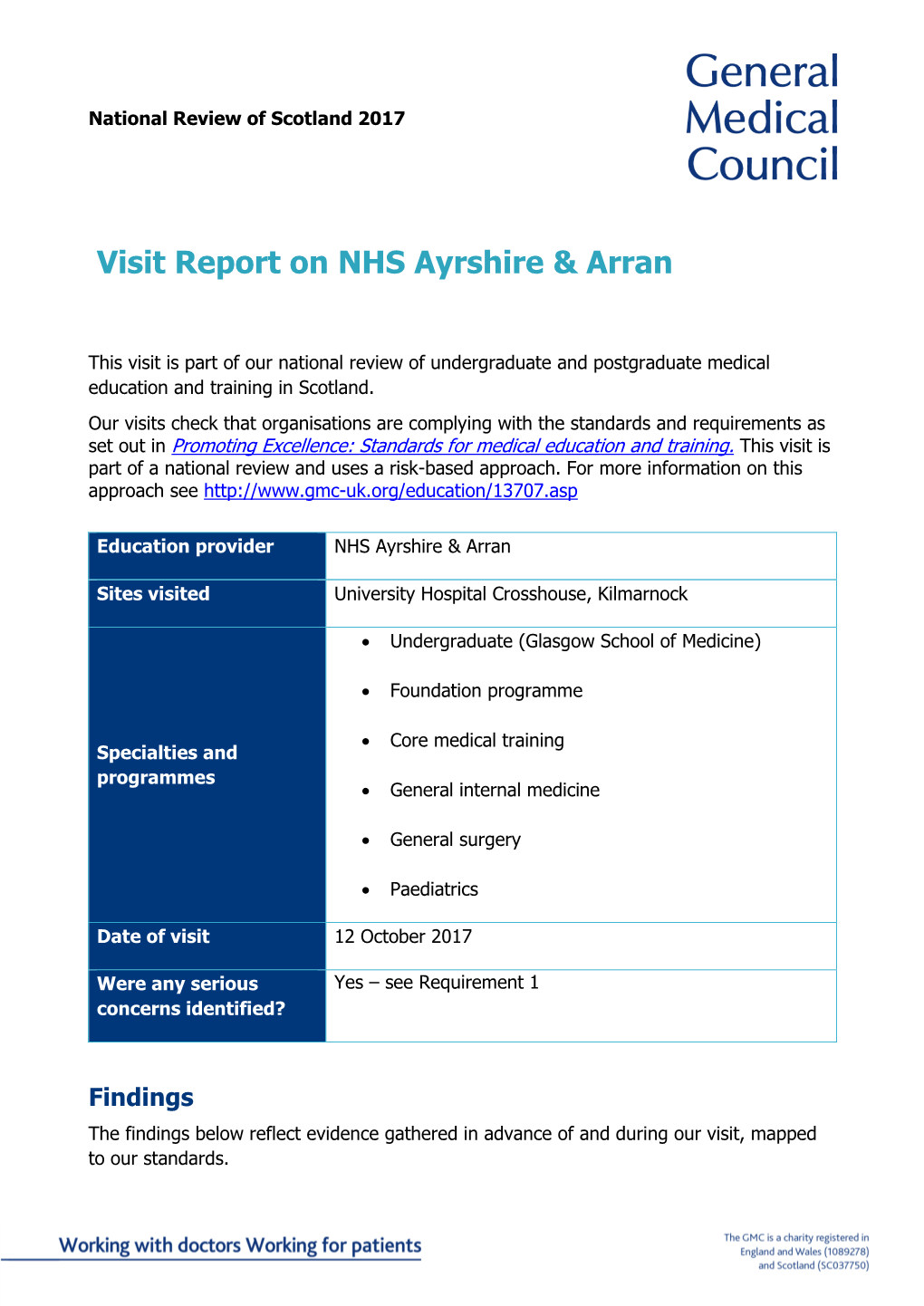 Visit Report on NHS Ayrshire & Arran