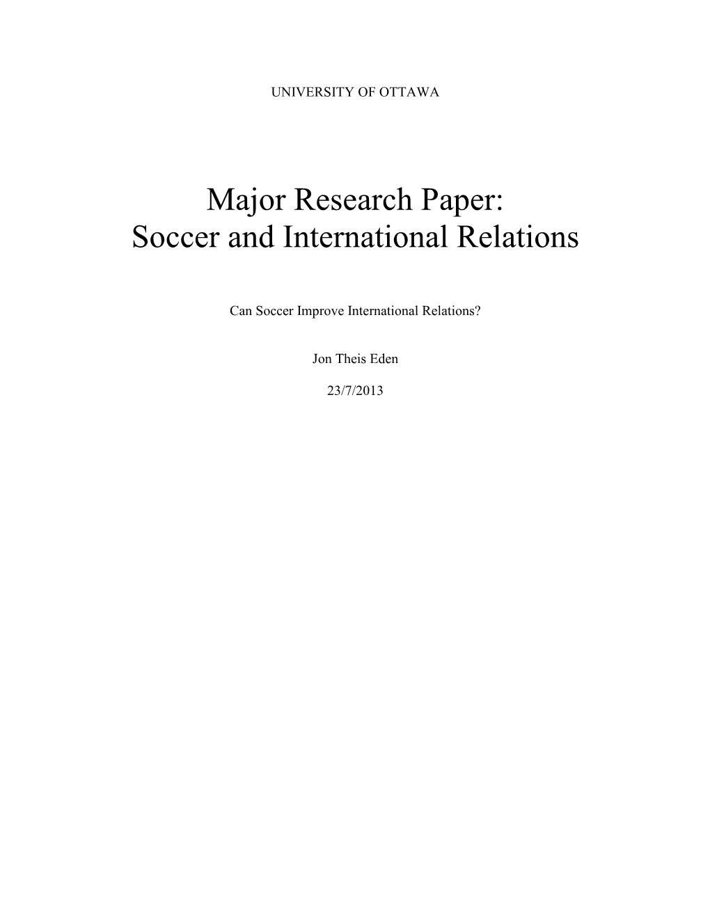 Soccer and International Relations