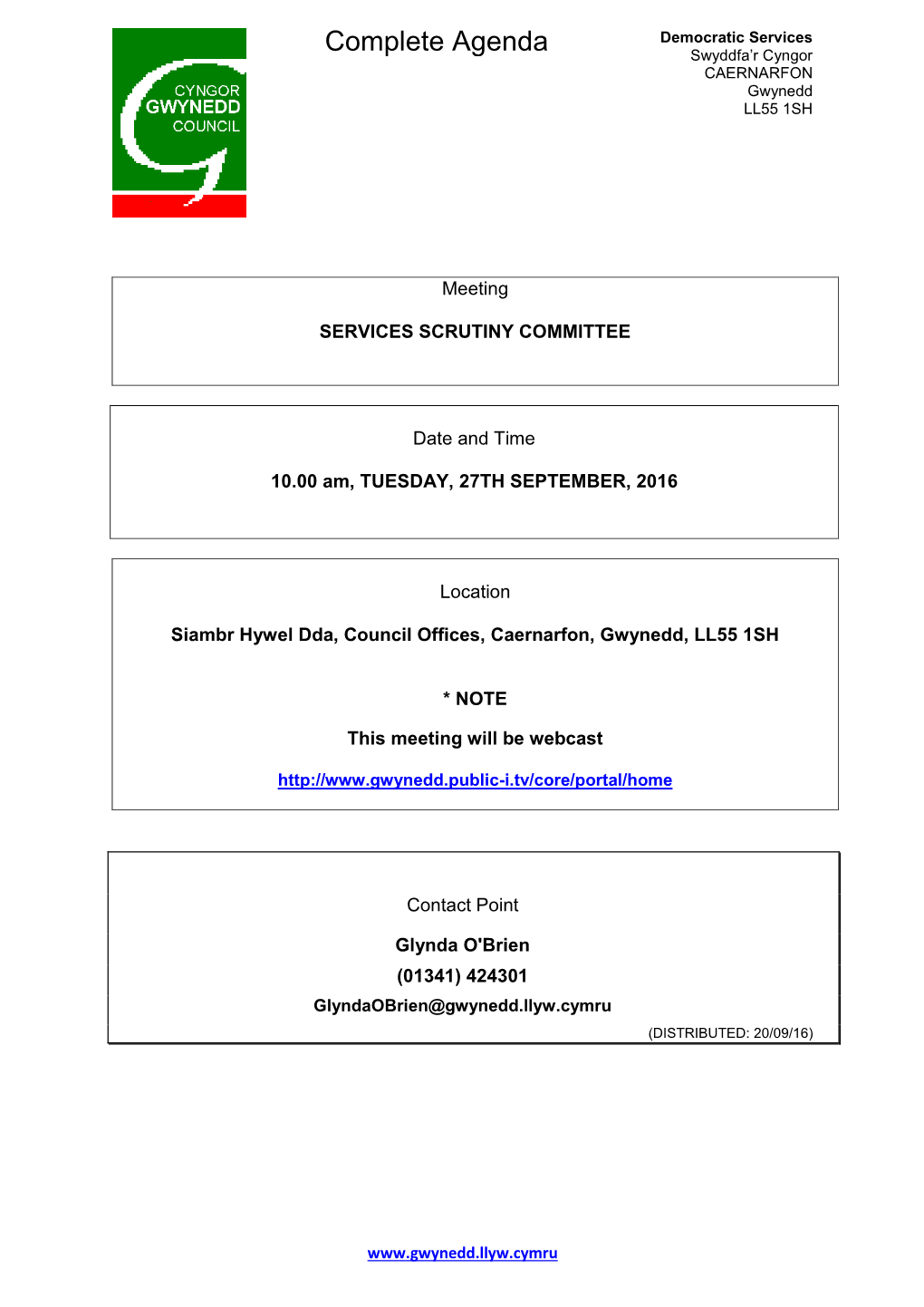(Public Pack)Agenda Document for Services Scrutiny Committee, 27/09