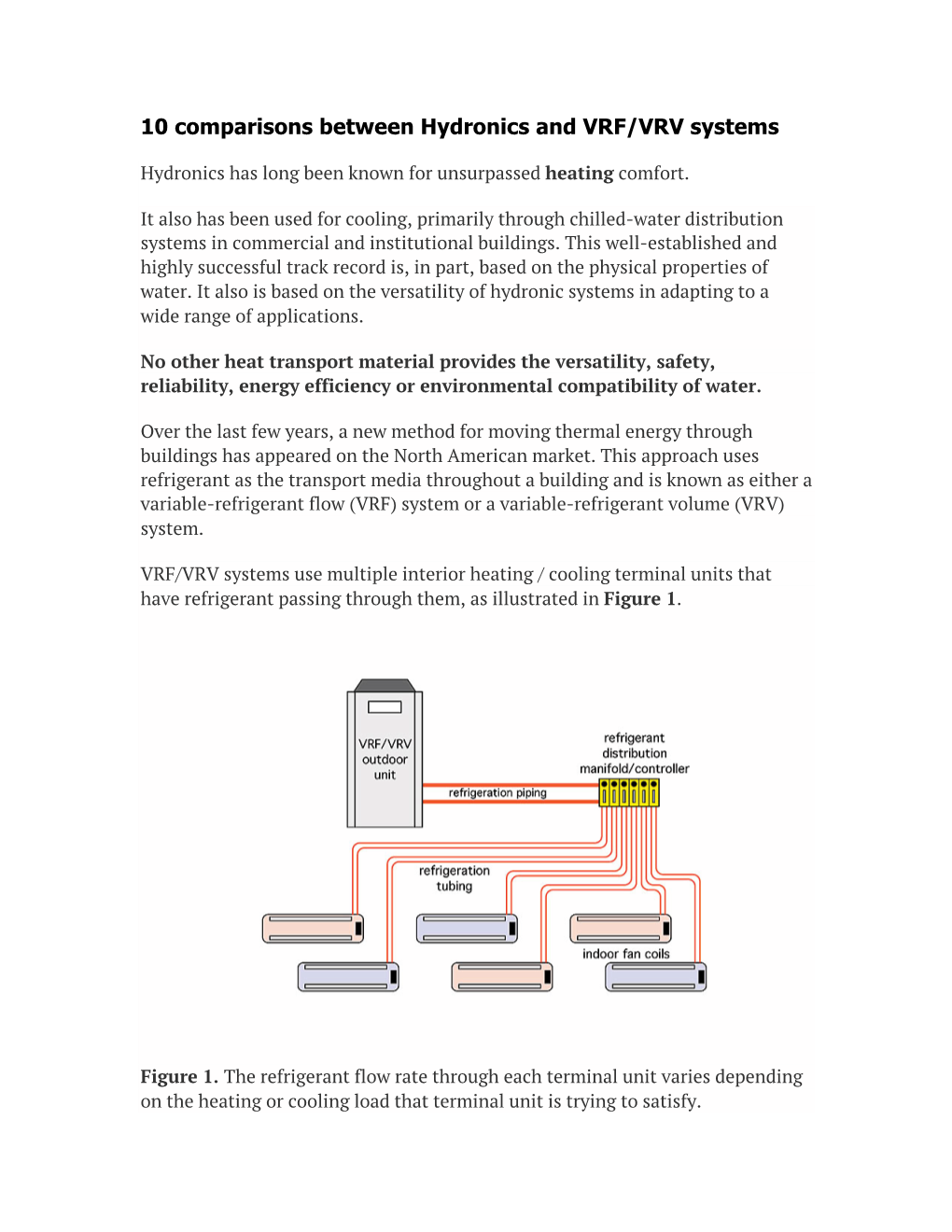 10 Comparisons Between Hydronics and VRF/VRV Systems