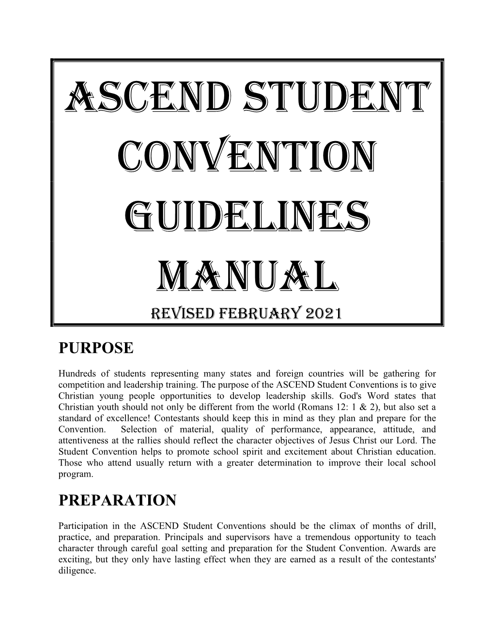 Ascend Student Convention Guidelines Manual Revised February 2021