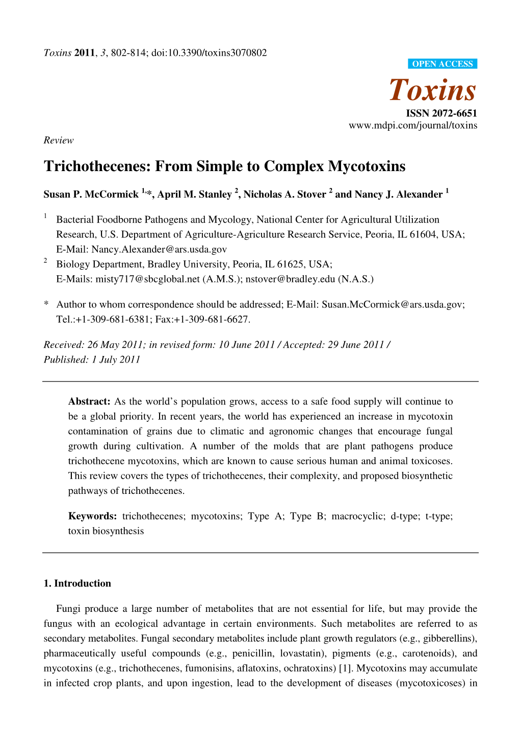 Trichothecenes: from Simple to Complex Mycotoxins