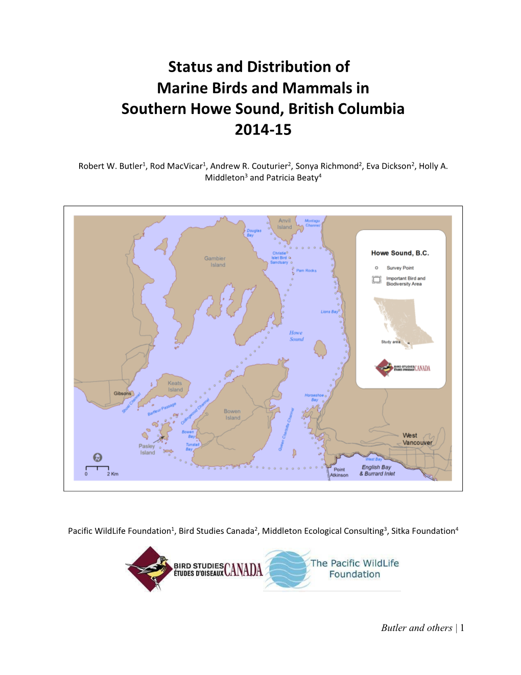 Status and Distribution of Marine Birds and Mammals in Southern Howe Sound, British Columbia 2014-15