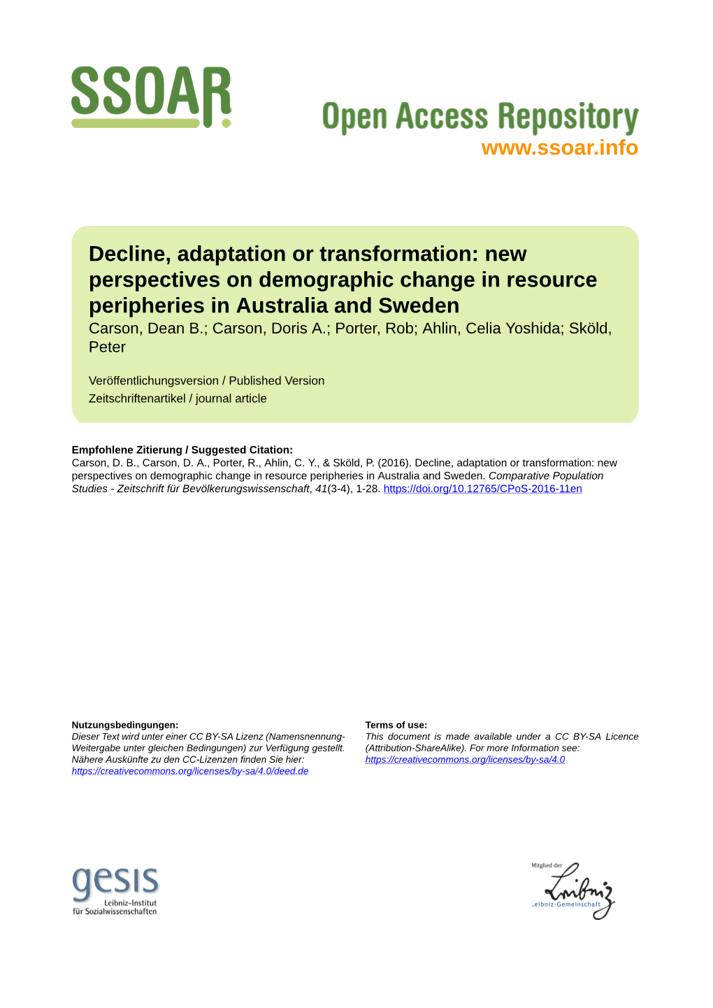 New Perspectives on Demographic Change in Resource Peripheries In
