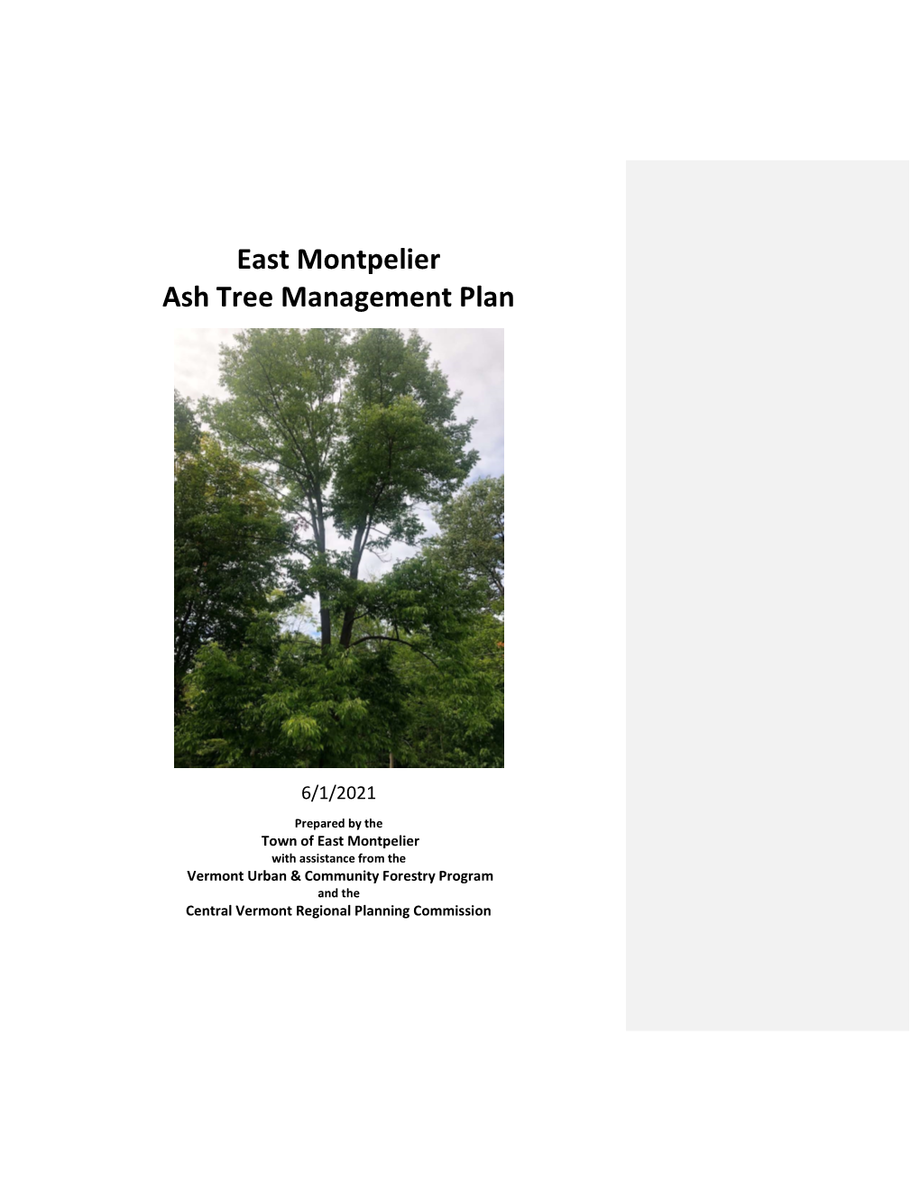 East Montpelier Ash Tree Management Plan