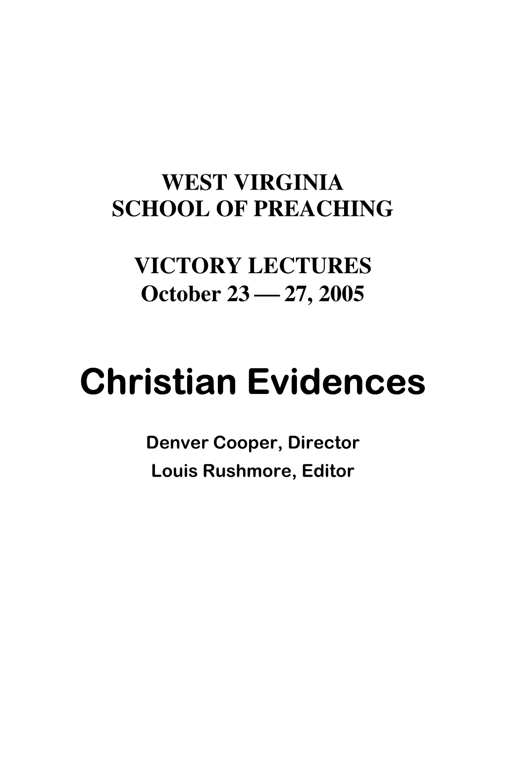 Christian Evidences Christian Evidences