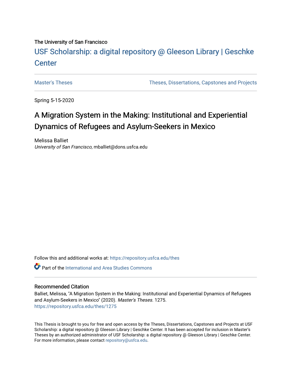 A Migration System in the Making: Institutional and Experiential Dynamics of Refugees and Asylum-Seekers in Mexico