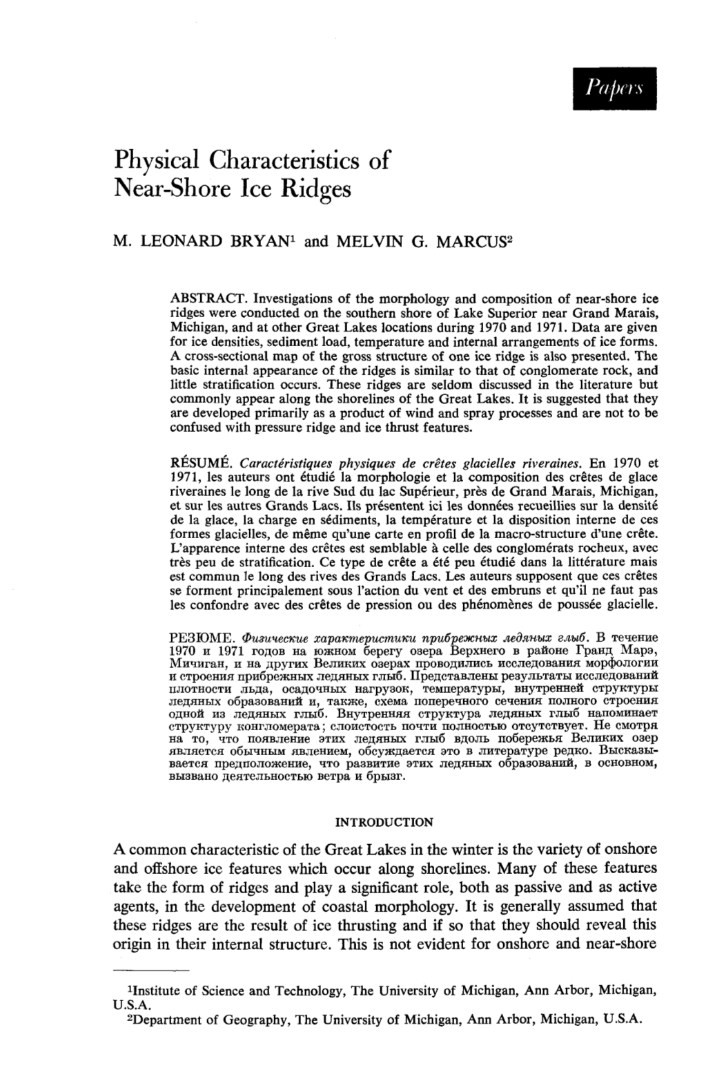 Physical Characteristics of Near-Shore Ice Ridges