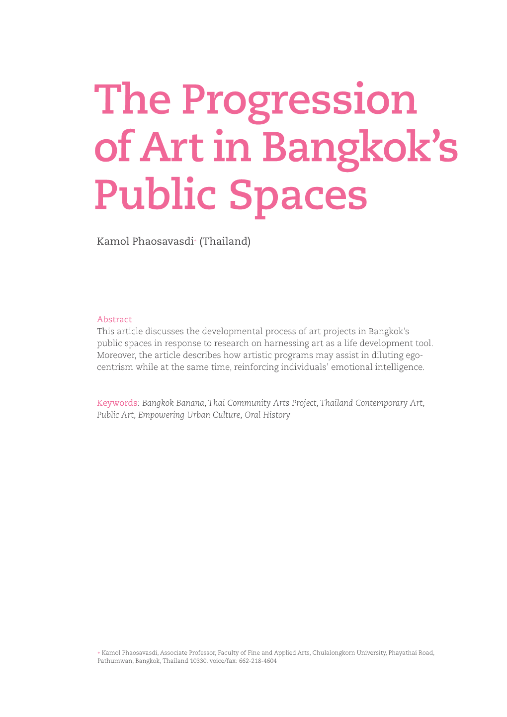 The Progression of Art in Bangkok's Public Spaces