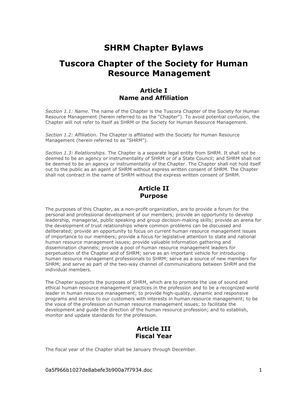 Tuscora Chapter of the Society for Human Resource Management