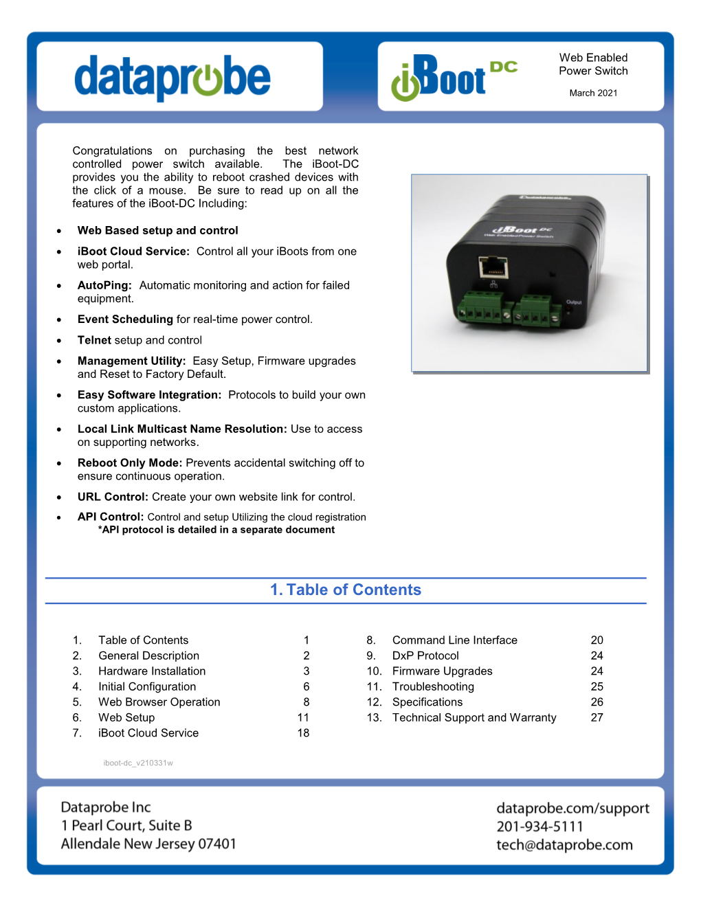 1. Table of Contents