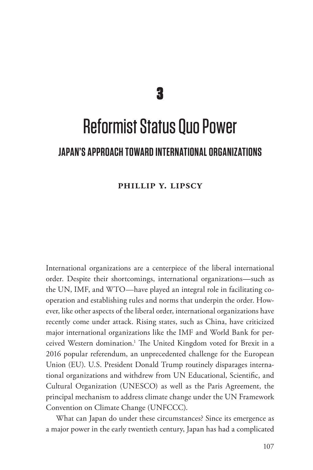 Role As a Reformist Status Quo Power in the 1980S, When the U.S