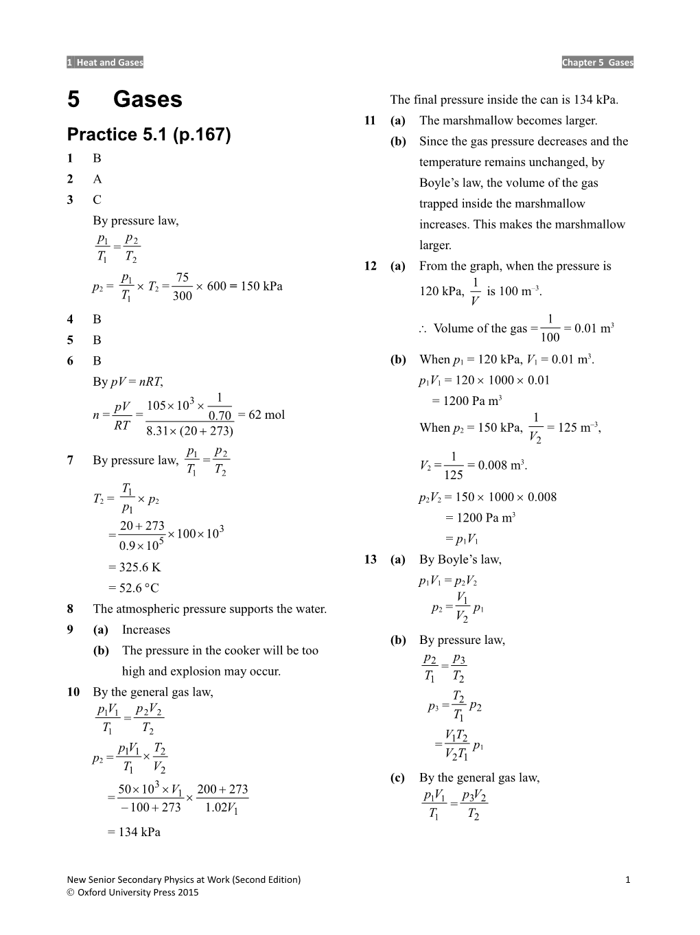 1 Heat and Gases Chapter 5 Gases