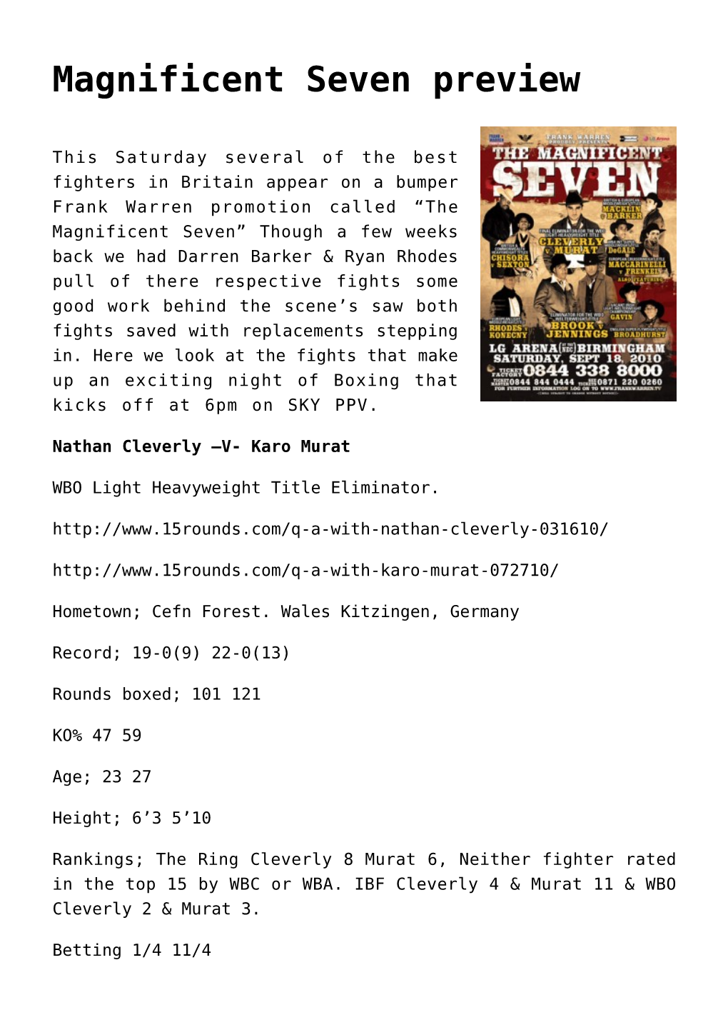 Magnificent Seven Preview