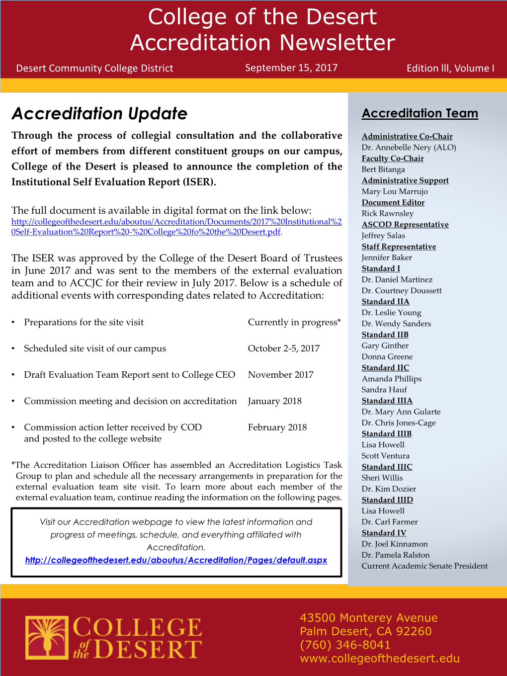 COD Accreditation Newsletter