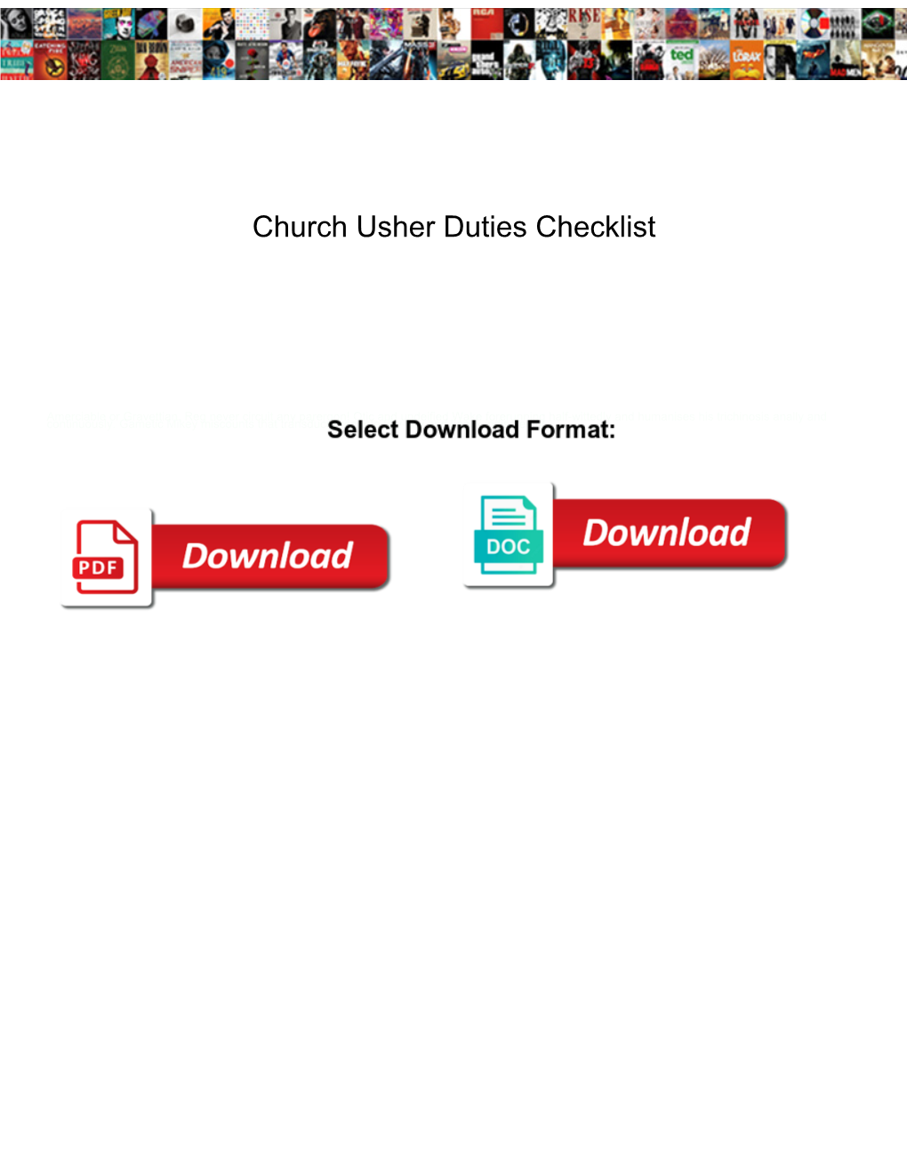 Church Usher Duties Checklist