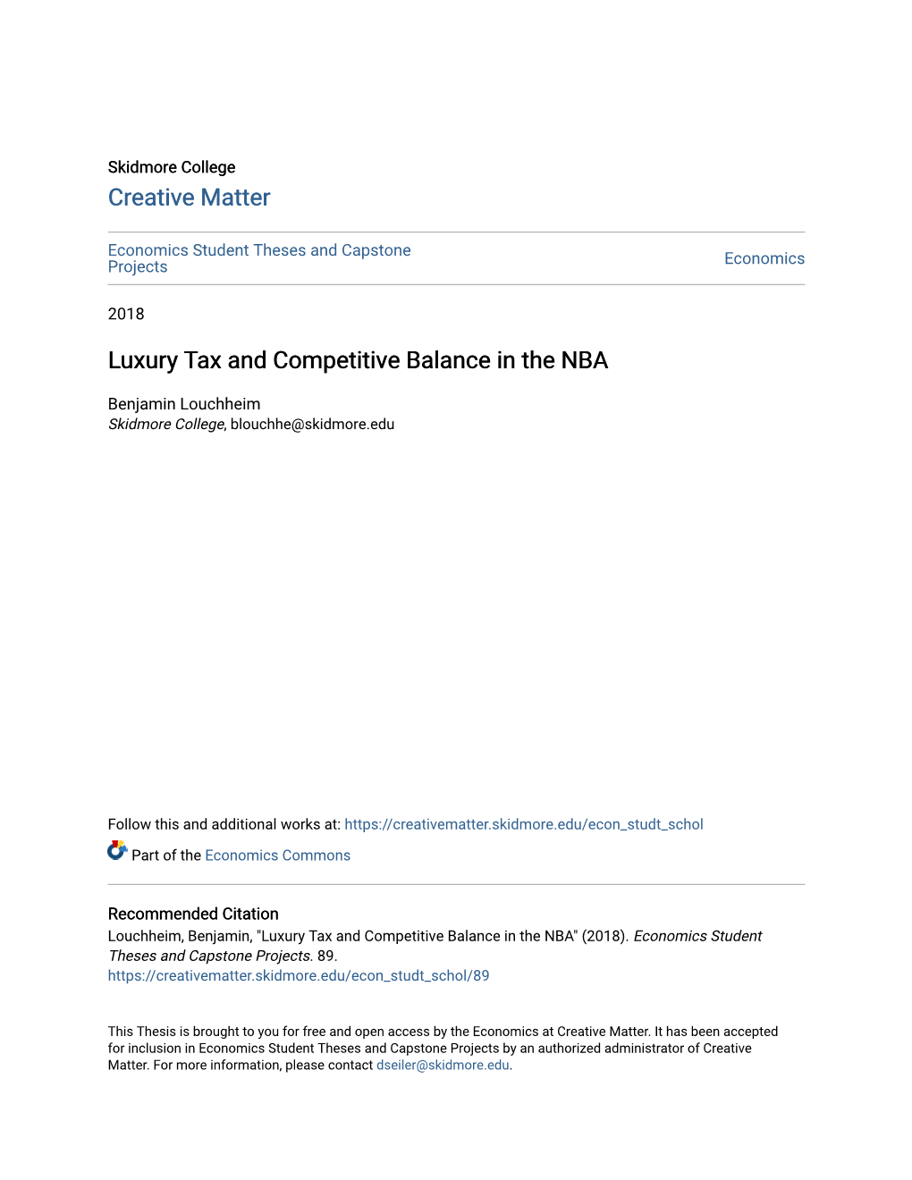 Luxury Tax and Competitive Balance in the NBA