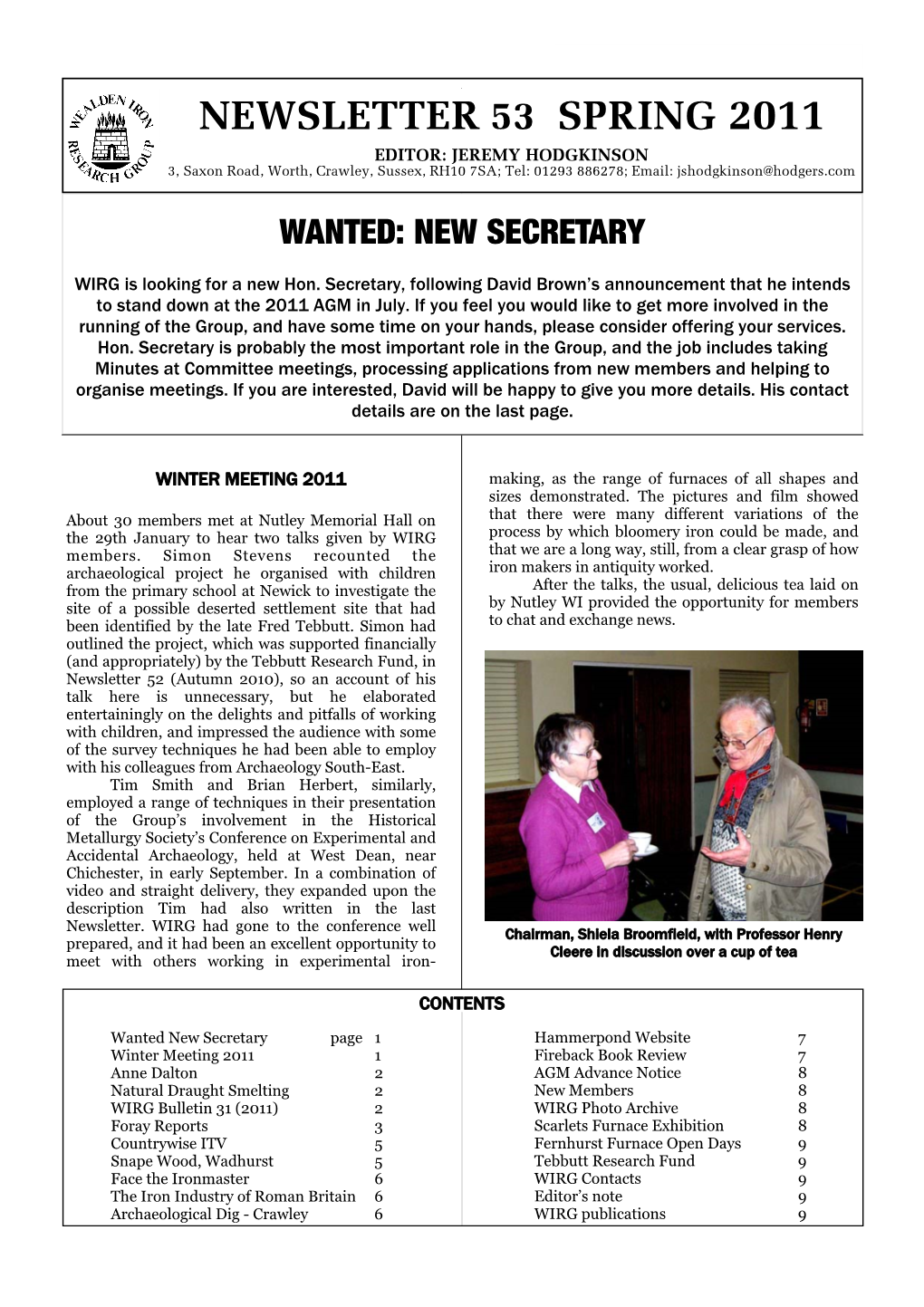 Newsletter 53 Spring 2011