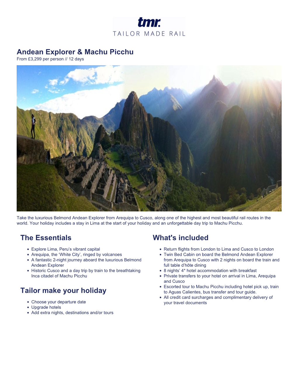 Andean Explorer & Machu Picchu