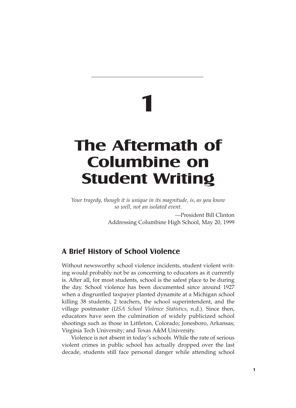 The Aftermath of Columbine on Student Writing