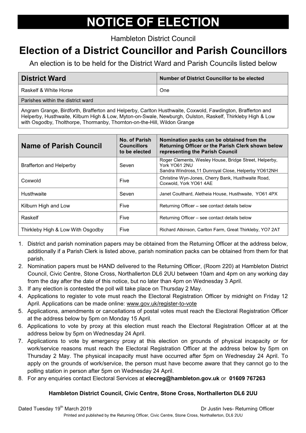 Notice of Election Double Column