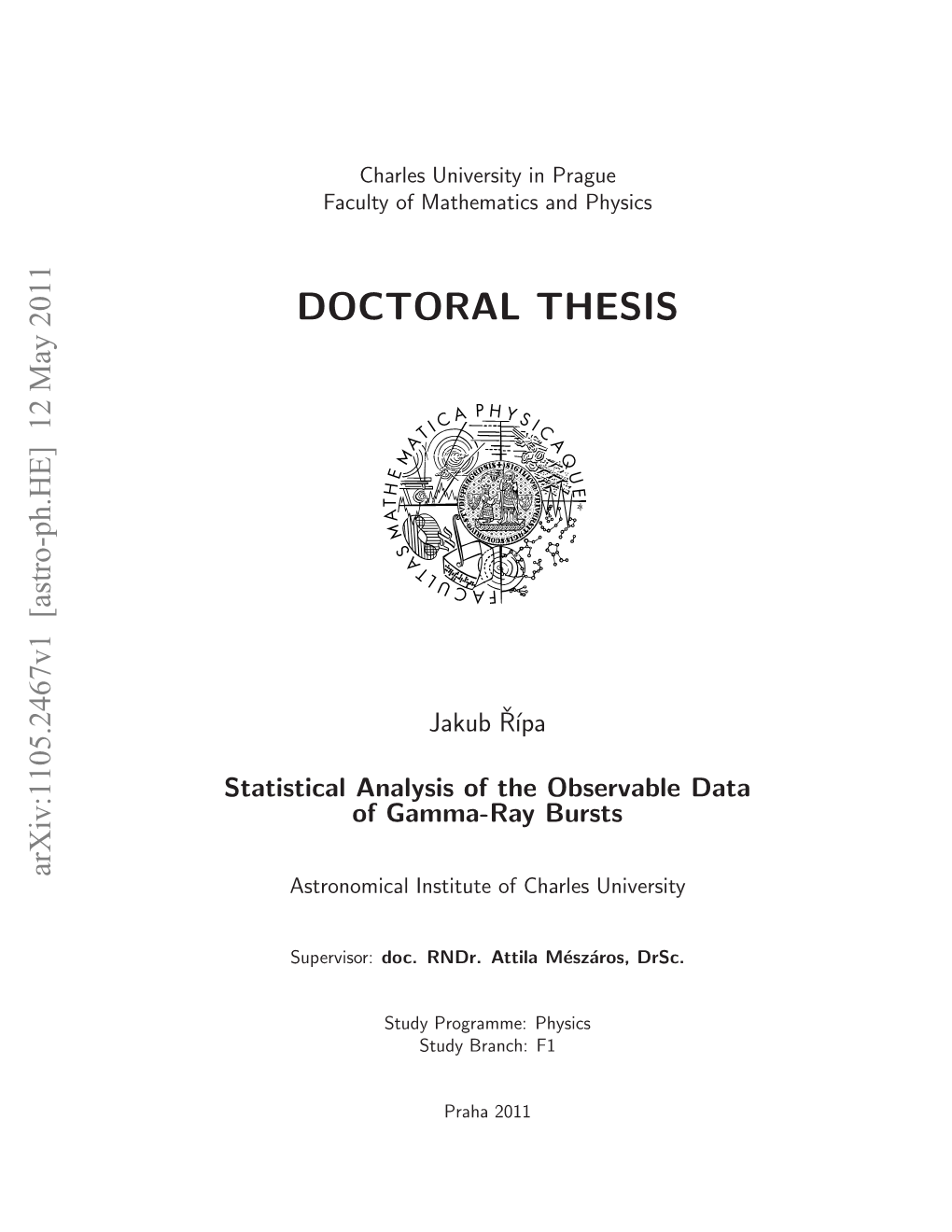 Doctoral Thesis, Charles University in Prague, Faculty of Mathematics and Physics
