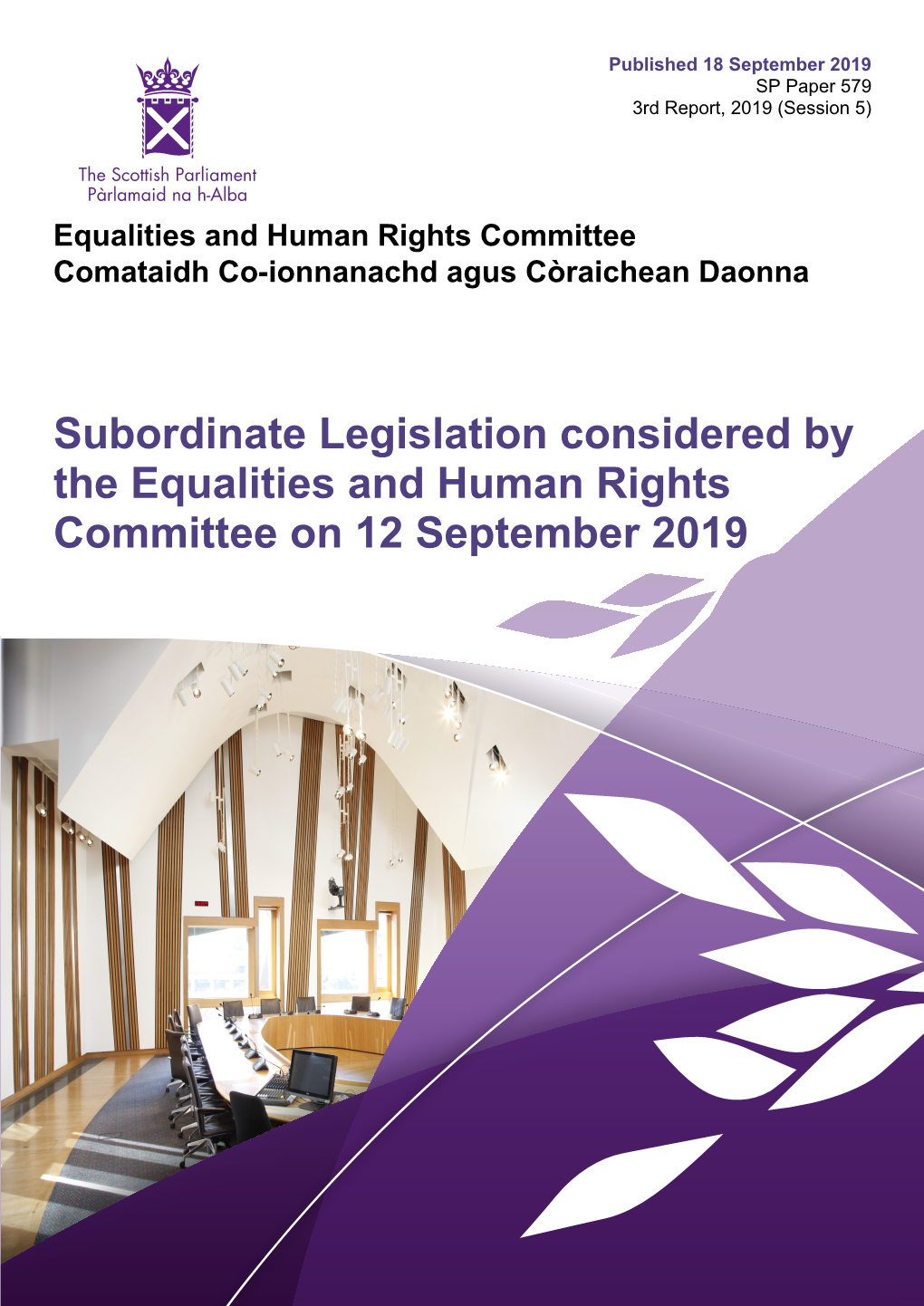 Subordinate Legislation Considered by the Equalities and Human Rights
