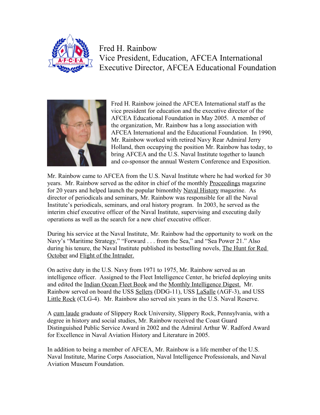 Vice President, Education, AFCEA International