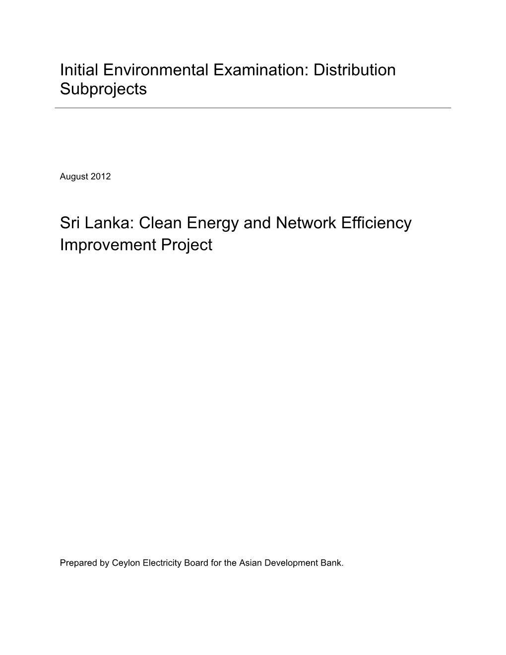 Sri Lanka: Clean Energy and Network Efficiency Improvement Project