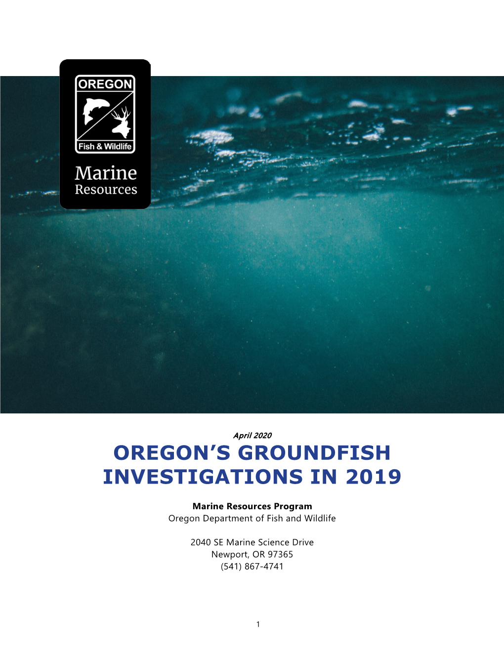 Oregon's Groundfish Investigations in 2019