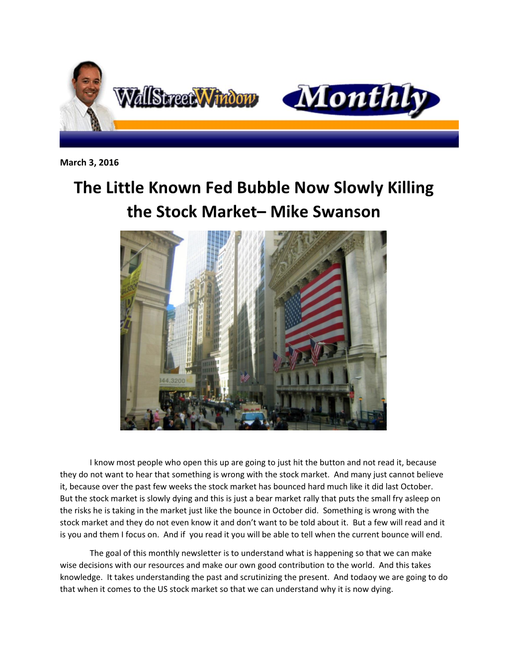 The Little Known Fed Bubble Now Slowly Killing the Stock Market– Mike Swanson