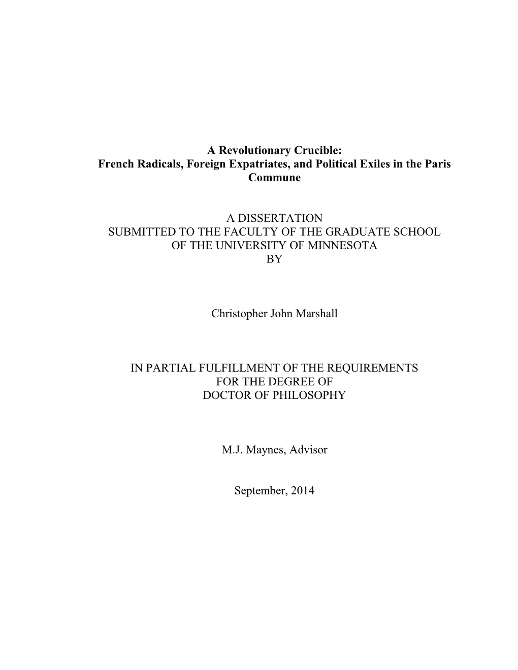 French Radicals, Foreign Expatriates, and Political Exiles in the Paris Commune