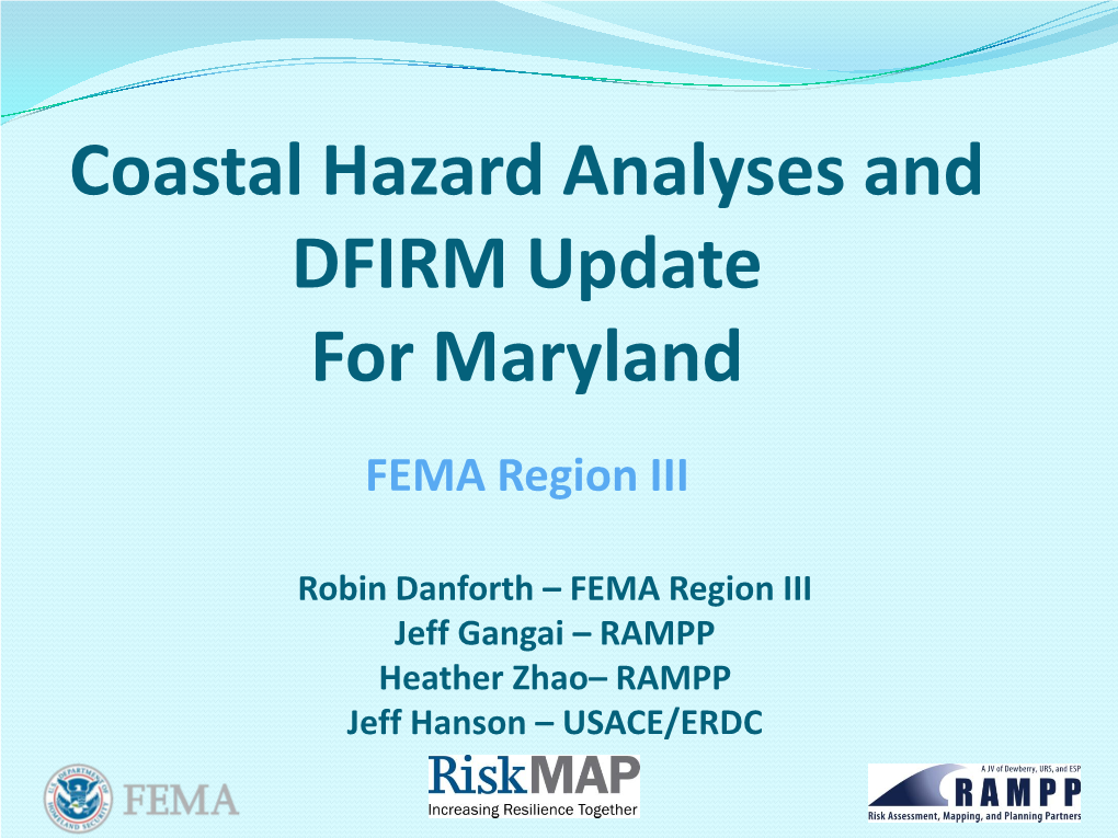 Coastal Hazard Analyses and DFIRM Update for Maryland