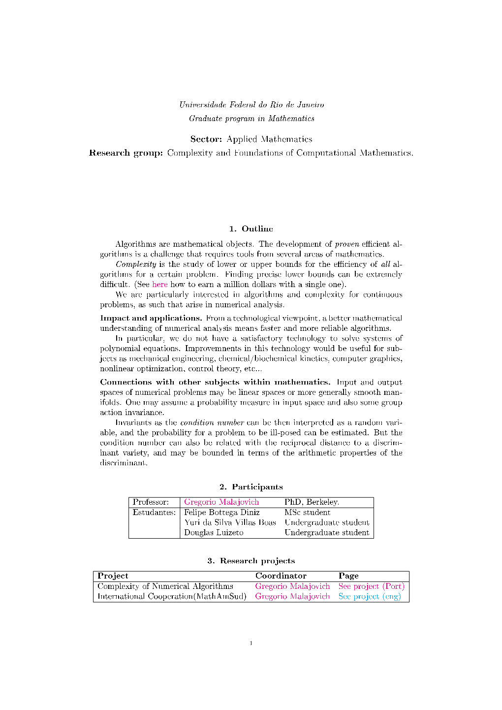 Complexity and Foundations of Computational Mathematics. 1