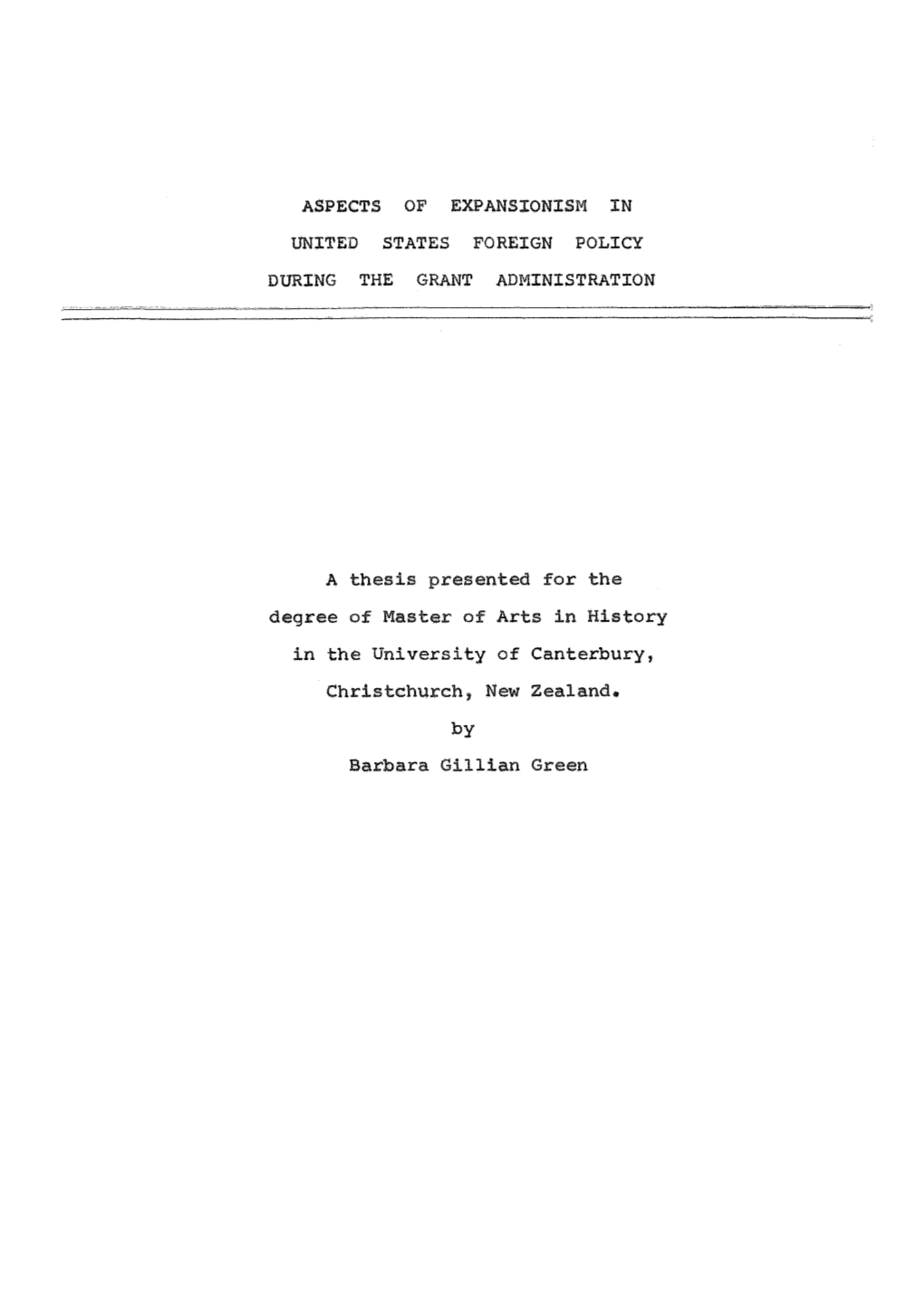 Aspects of Expansionism in United States Foreign Policy During The