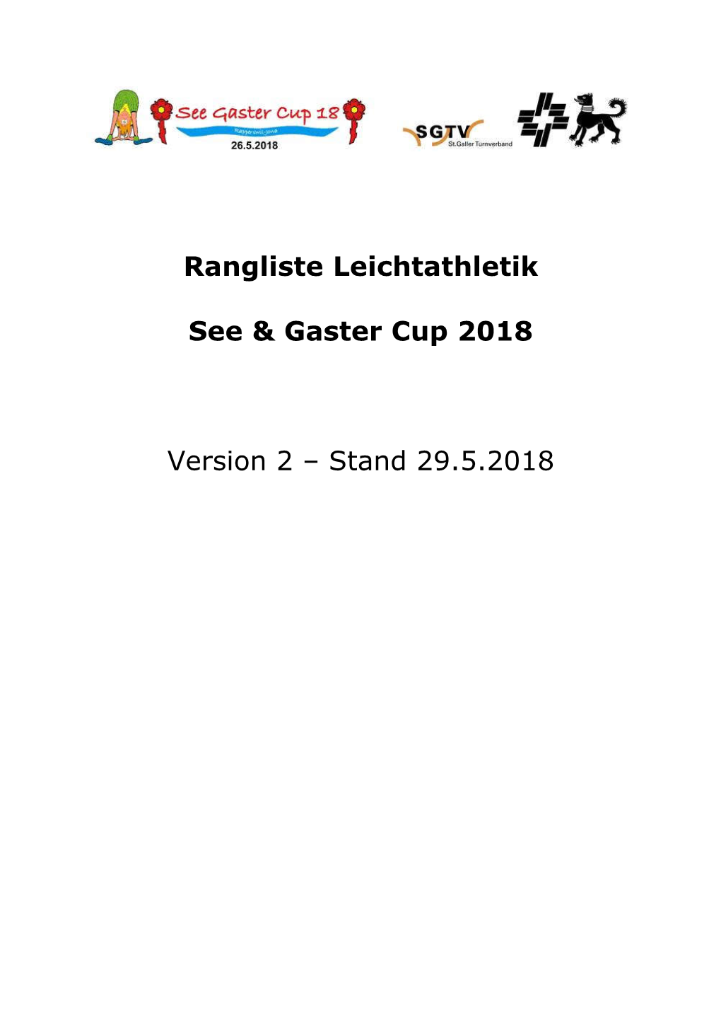 Rangliste Leichtathletik See & Gaster Cup 2018