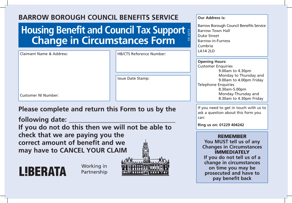 Housing Benefit and Council Tax Support 0 Duke Street