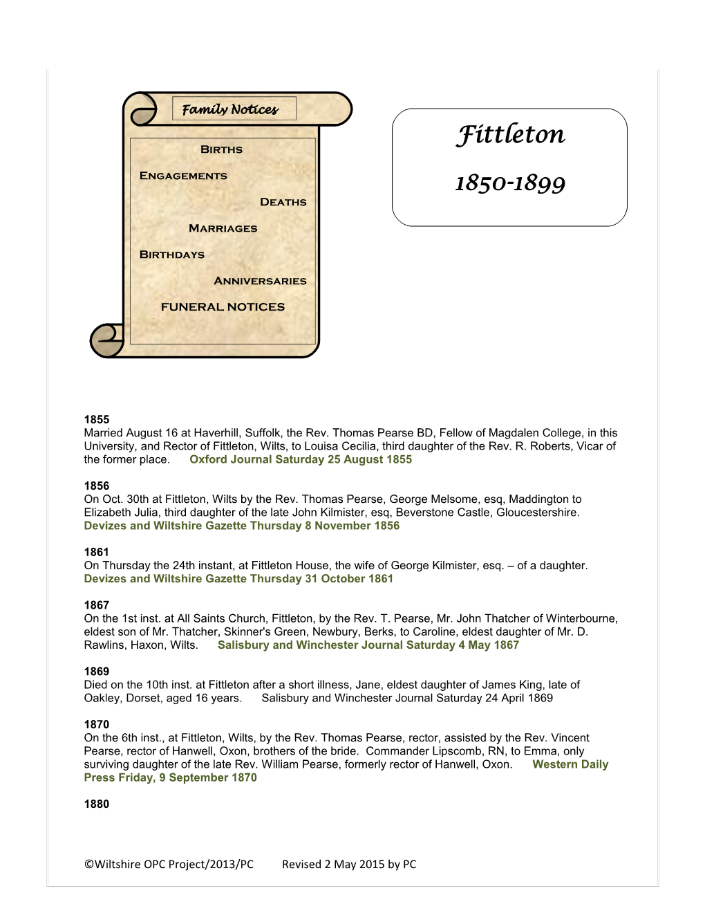 Fittleton 1850-1899